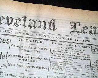 WATERPROOF LA Louisiana NEGROES Revolt 1878 Newspaper *  