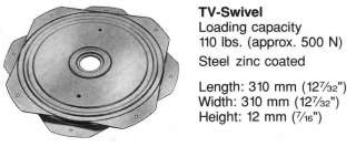   LOW PROFILE TV/COMPUTER SWIVEL, 110 POUND CAPACITY, 12mm HEIGHT  