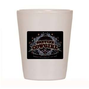  Shot Glass White of Genuine Cowgirl Love To Ride 