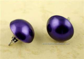 Pierced Faux Pearl Button Stud Earrings 9 Colors,2Szs  