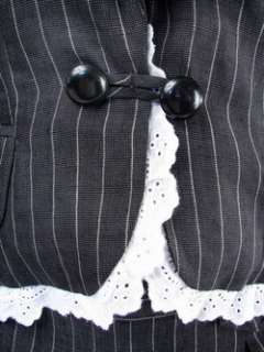 Parameter Gray Silk & Linen Pinstriped Short Skirt Suit  