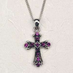    Amethyst Cross Boxed Christian Catholic Jewelry Medal Pendant Charm