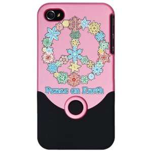 iPhone 4 or 4S Slider Case Pink Christmas Snowflake Wreath Peace 