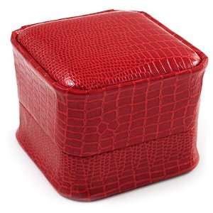 Red Snake Leather Style Box for Rings Jewelry