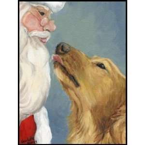  Golden Retriever and Santa Dog Art Postage Stamp