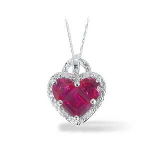    P4, Lab Created Ruby and Diamond Accent Heart Pendant: Jewelry
