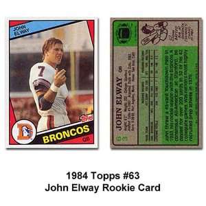Topps Denver Broncos John Elway 1984 Rookie Trading Card:  