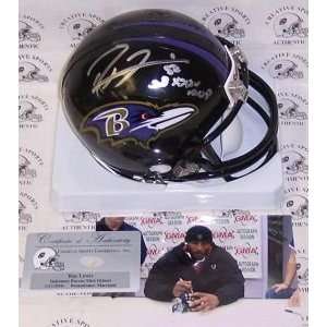  Ray Lewis Signed Baltimore Ravens Mini Helmet: Sports 