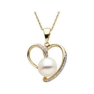  Jewelry Locker Freshwater Pearl & Diamond Heart Pendant Jewelry