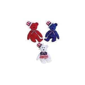 TY Beanie Babies   SAM the Bear (Set of 3   Red, White & Blue Versions 