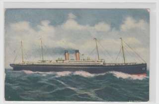 White Star SS Baltic Ocean Liner 1910s Colored Postcard. Make 