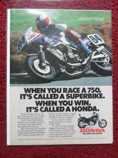 1985 Print Ad Honda 750 Motorcycle Fred Merkel SUPERBIKE CHAMPIONSHIPS 
