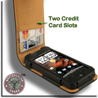 Genuine Leather Flip Case for HTC Droid Incredible BLK  