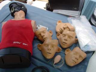 AMBU MAN STANDARD TORSO CPR 5X FACE PIECES & HEAD BAGS  