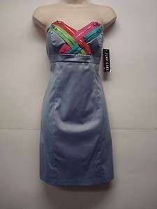 NWT Jump Girl Blue Strapless Zipper Dress Size 3/4 Unique  