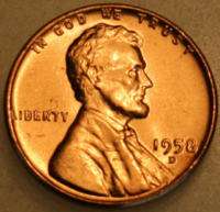 Lincoln Cent 1958 D Uncirculated Wheat Penny  
