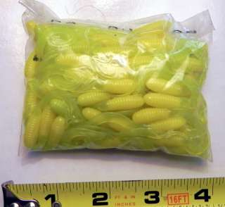 100 YELLOW/CHARTREUSE 2 GRUBS Crappie Fishing Lures  