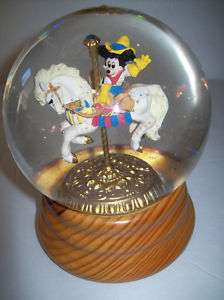 Cowboy Mickey Mouse Music Box Snow Globe Carousel Horse  