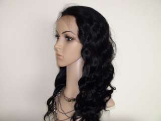 indian remy human hair front lace wig 1# body wave  