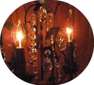 Vintage Italian Black Tole Chandelier 4 Lights Antique  