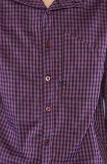 N4E1 The Creed Hood Buttondown Shirt in Purple Black Checker 