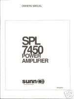 Sunn SPL 7450 Power Amplifier Owners Manual  