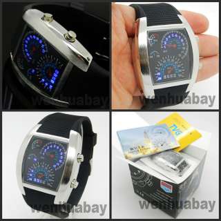 Mens Cool New TVG LED Dot Matrix Speedometer Watch With Gift Box 