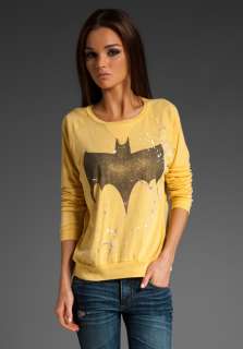JUNK FOOD Batman Bat Symbol Crew Neck Pullover in Mustard at Revolve 