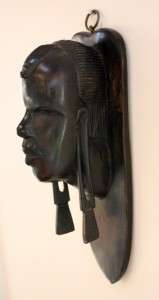 Wood Carving of Woman from Tanganyika Africa 1960s Wall Sculpture 