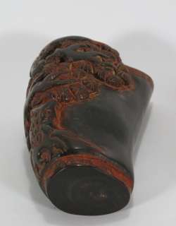 Excellent Chinese Ox horn Carved tree cup  