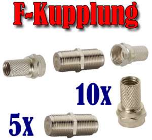 Komplett Kupplung 10x F Stecker plus 5x F Verbinder  