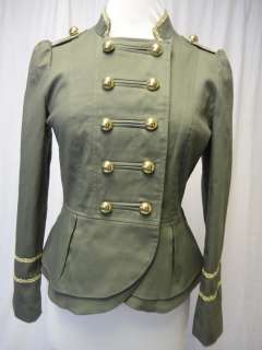   lined jacket khaki & gold trim with nipped in peplum waist  