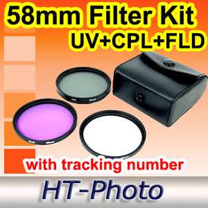 58mm Filter Kit UV CPL FLD For Canon Lens Camera New  
