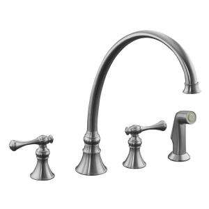   Handle High Arc Kitchen Faucet with Side Sprayer in Brushed Chrome