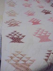 BASKET QUILT 76X90 ANTIQUE HAND SEWN QUILTED VINTAGE PENNSYLVANIA 