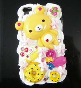 Cute Bear 3D Cake Hard Back Cover Case For iPod Touch 4 4G Yellow 
