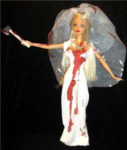 HE LOVES ME NOT ~ barbie doll ooak angry sad Bride with axe  