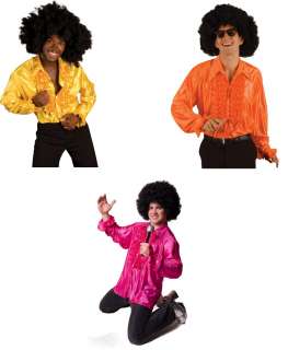 Retro Schlagerhemd 80er Jahre Hemd Party Disco Rüschenhemd gelb 