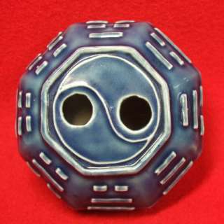 G472 Chinese navy blue porcelain ware octagon brush washer  