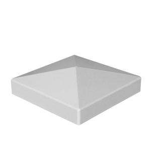 in. x 5 in. White Vinyl Pyramid Post Top 73012526 