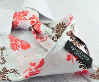   colored florals tie 100% woven jacquard silk necktie set cufflinks 167