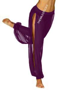 TMS Purple Slit Harem Yoga Pant BellyDance Club 25Color  