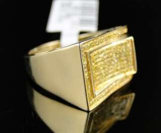   GOLD ROUND CUT CANARY DIAMOND PAVE FASHION PINKY RING 0.32 CT  