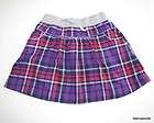 Girls Mini Boden sz 9   10 years Purple Plaid Mini Skirt Knit waist 