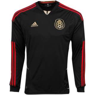 adidas Mexico Away Long Sleeve Soccer Jersey 11/12   Black   L 
