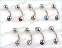 Wholesale body jewelry lots 20pcs double gems eyebrow belly rings 