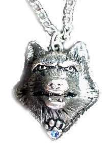 SilverTone Lupercus Wolf Werewolf Head Pendant Necklace  