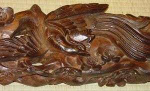Authentic Japanes antique Wood carving Bird and Flowers  