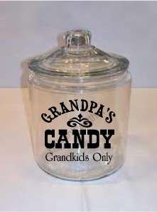 Grandpas Candy Vinyl Decal Word Canister Sticker  