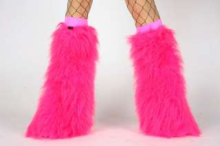 HOT PINK FLUFFIES FLUFFY FURRY BOOTS COVERS LEGWARMERS  